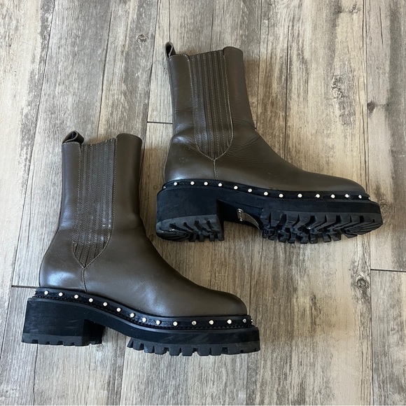 Rebecca Minkoff Nora Studded Chelsea Boot In Olive Green - Picture 4 of 9